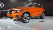 Kia SP Concept front three quarters left side at Auto Expo 2018